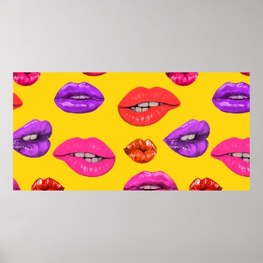 Naadloos patroon in de 80-stijl, gekleurd glamour poster (Voorkant)