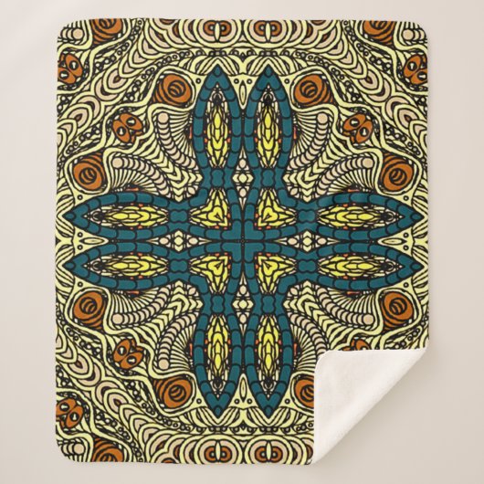 Naadloos  patroon in oosterstijl Bloem Sherpa Deken (Voorkant)