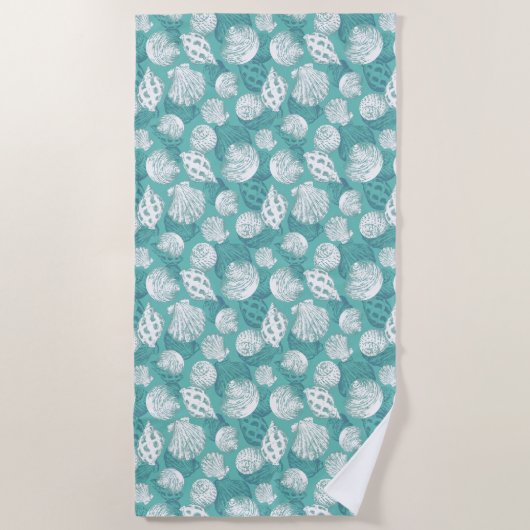 Naadloos patroon in trendy kleuren met seizoenshel strandlaken (Voorkant)