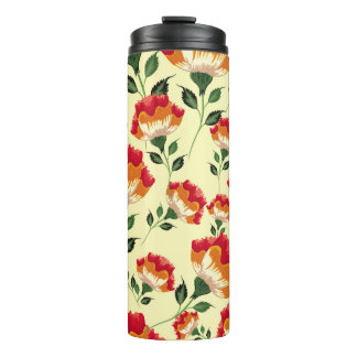 Naadloos patroon, kleurrijke bloemdecoratie. thermosbeker