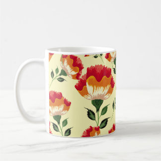 Naadloos patroon, kleurrijke bloemendecoratie. koffiemok