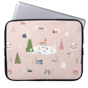 Naadloos patroon Kute kerstmis landschap in t Laptop Sleeve