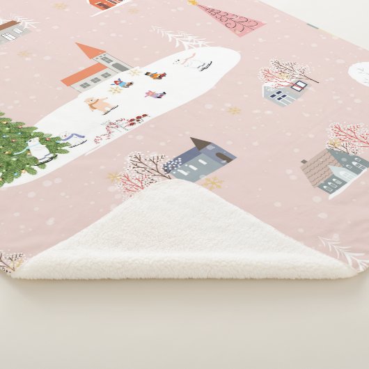 Naadloos patroon Kute kerstmis landschap in t Sherpa Deken (3/4)