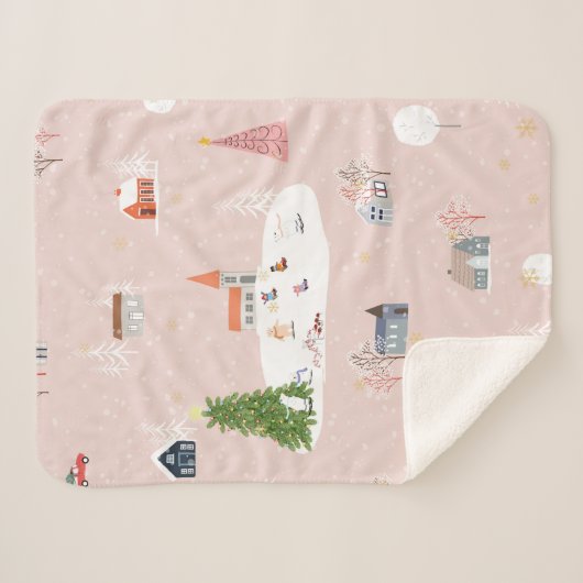 Naadloos patroon Kute kerstmis landschap in t Sherpa Deken (Voorkant (horizontaal))
