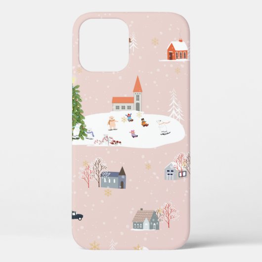 Naadloos patroon Kute kerstmis landschap t Case-Mate iPhone Case (Achterkant)