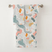 Naadloos patroon Memphis Style Design, witte achte Bad Handdoek (Insitu)