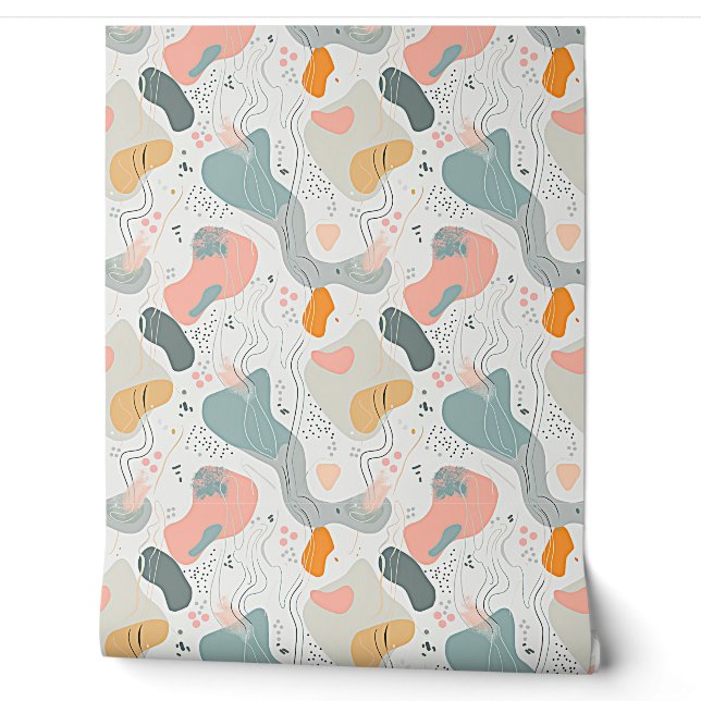 Naadloos patroon Memphis Style Design, witte achte Behang (Afrollen)