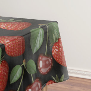 Naadloos patroon met aardbeien en kersen tafelkleed