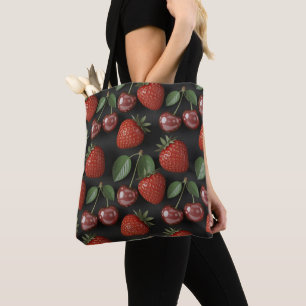 Naadloos patroon met aardbeien en kersen tote bag