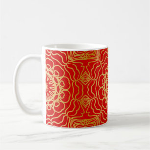Naadloos patroon met abstracte florale en koffiemok