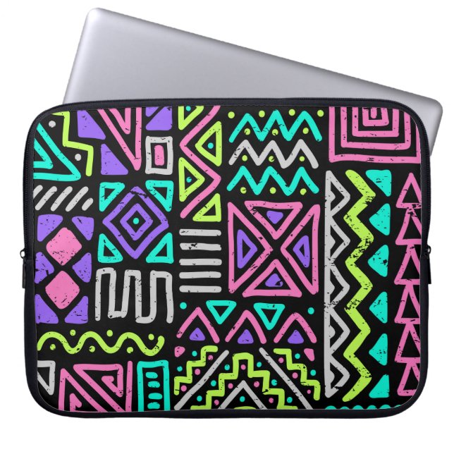 naadloos patroon met abstracte lijnen. geometrisch laptop sleeve (Voorkant)