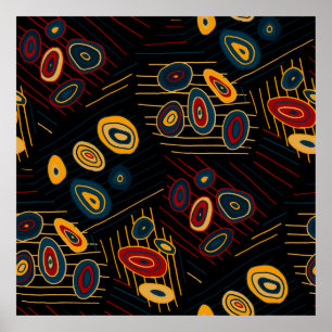 Naadloos patroon met abstracte moderne doedels. Br Poster