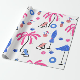 Naadloos patroon met anananas coconu palmbomen cadeaupapier