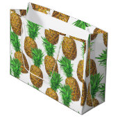 Naadloos patroon met anananassen large cadeautasje (Voorkant Gekanteld)