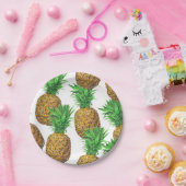 Naadloos patroon met anananassen papieren bordje (Feest)