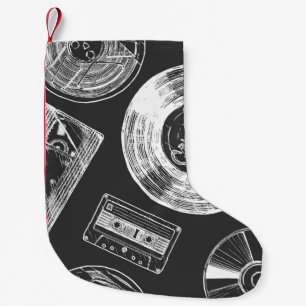Naadloos patroon met audio- en videodragers. Vi Kleine Kerstsok