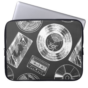 Naadloos patroon met audio- en videodragers. Vi Laptop Sleeve