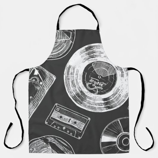 Naadloos patroon met audio- en videodragers. Vi Schort (Voorkant)