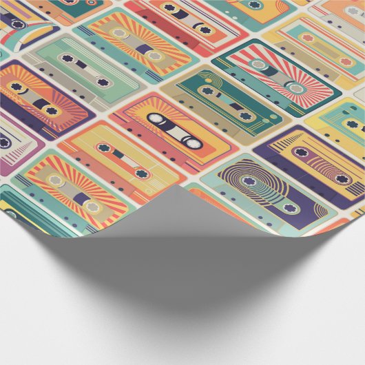 Naadloos patroon met audiocassetbanden in een re cadeaupapier (Hoek)
