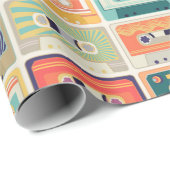 Naadloos patroon met audiocassetbanden in een re cadeaupapier (Rol Hoek)