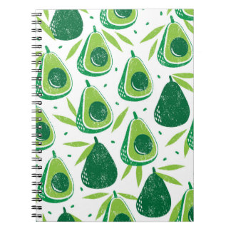 Naadloos patroon met avocado's. Stempel is getextu Notitieboek