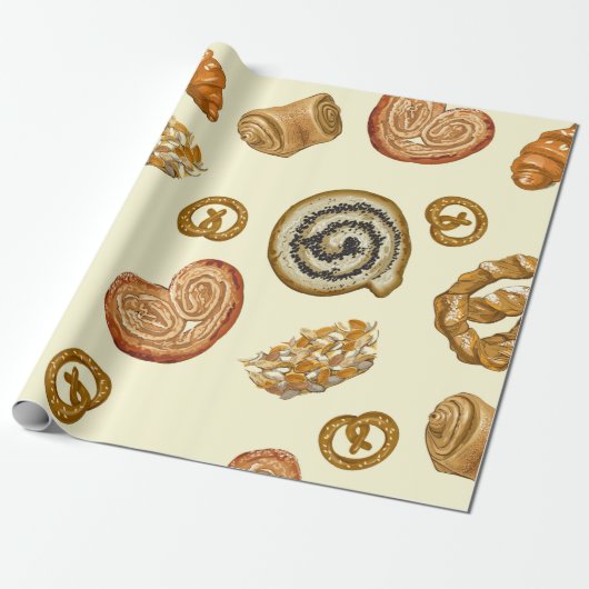 Naadloos patroon met bakkerijproduct cadeaupapier (Uitgerold)