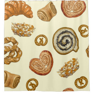 Naadloos patroon met bakkerijproduct douchegordijn