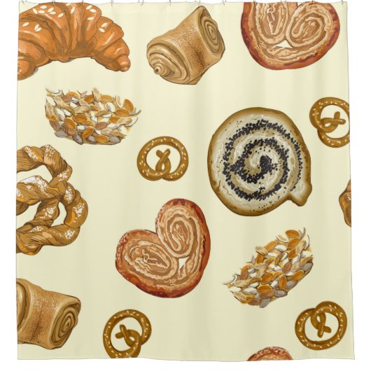 Naadloos patroon met bakkerijproduct douchegordijn (Voorkant)
