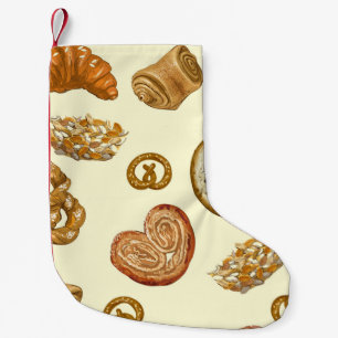 Naadloos patroon met bakkerijproduct kleine kerstsok