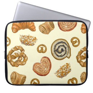 Naadloos patroon met bakkerijproduct laptop sleeve