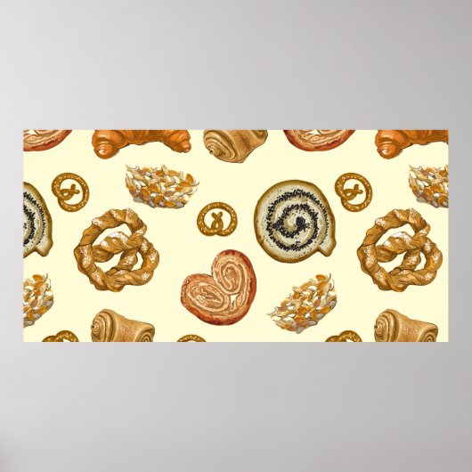 Naadloos patroon met bakkerijproduct poster (Voorkant)
