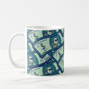 naadloos patroon met bankbiljetten in dollars koffiemok