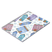 Naadloos patroon met beelden van winterhuizen en s notitieboek (Linkerzijde)