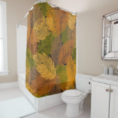 naadloos  patroon met bladeren in gele kolom douchegordijn (In situ)