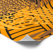 naadloos  patroon met bladeren in gele kolom poster (Hoek)