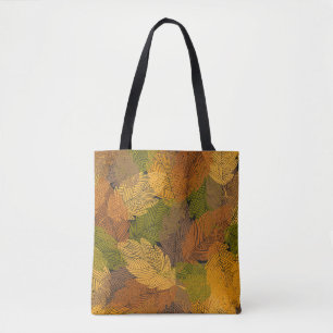 naadloos  patroon met bladeren in gele kolom tote bag