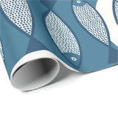Naadloos patroon met blauwe vis geïnspireerd door cadeaupapier (Rol Hoek)