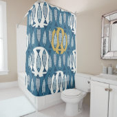 Naadloos patroon met blauwe vis geïnspireerd door  douchegordijn (In situ)