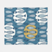Naadloos patroon met blauwe vis geïnspireerd door fleece deken (Voorkant (Horizontaal))
