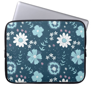 Naadloos patroon met blauwe zomerbloemen in het do laptop sleeve