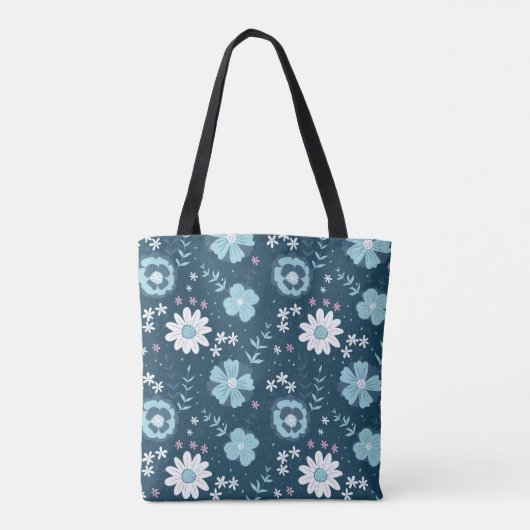 Naadloos patroon met blauwe zomerbloemen in het do tote bag (Achterkant)