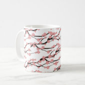 Naadloos patroon met bloeiende kerrie op een wit b koffiemok (Voorkant links)