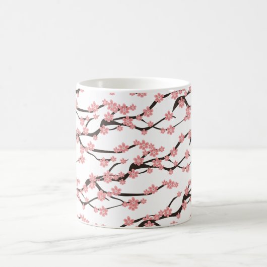Naadloos patroon met bloeiende kerrie op een wit b koffiemok (Center)