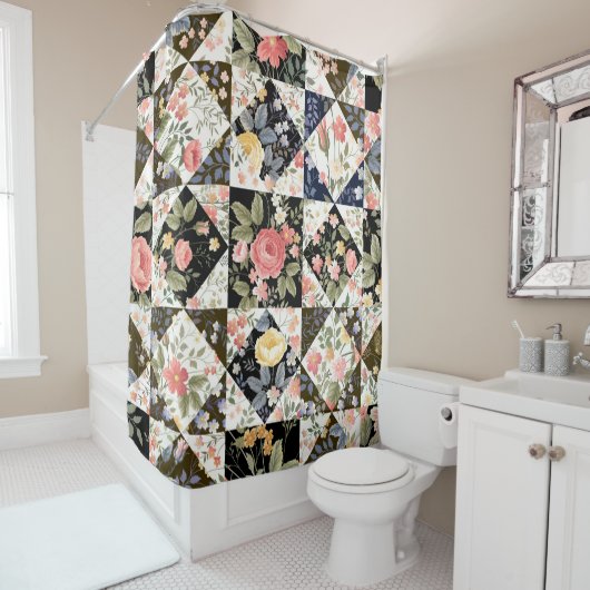 naadloos patroon met bloemen douchegordijn (In situ)