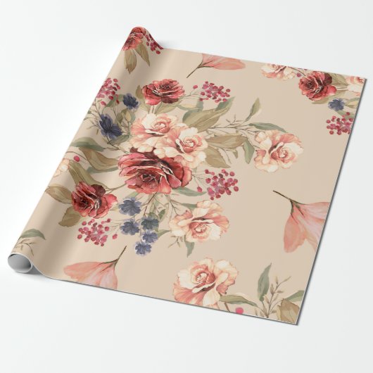 Naadloos patroon met bloemen en bladeren. Floral p Cadeaupapier (Uitgerold)