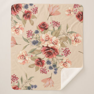 Naadloos patroon met bloemen en bladeren. Floral p Sherpa Deken