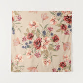 Naadloos patroon met bloemen en bladeren. Floral p Wandkleed (Voorkant (horizontaal))