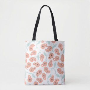 naadloos patroon met bloemen en bloemelementen, tote bag
