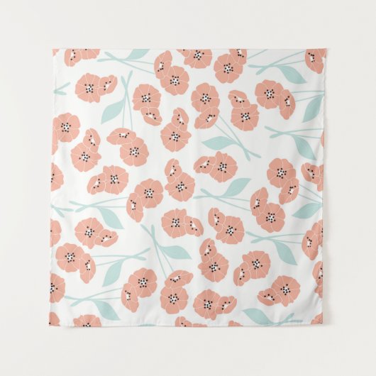 naadloos patroon met bloemen en bloemelementen, wandkleed (Voorkant (horizontaal))