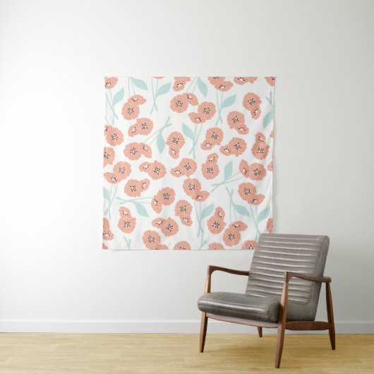 naadloos patroon met bloemen en bloemelementen, wandkleed (In situ)